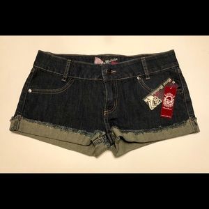 New Metal Mulisha Cut Off Dark Wash Denim Shorts 9